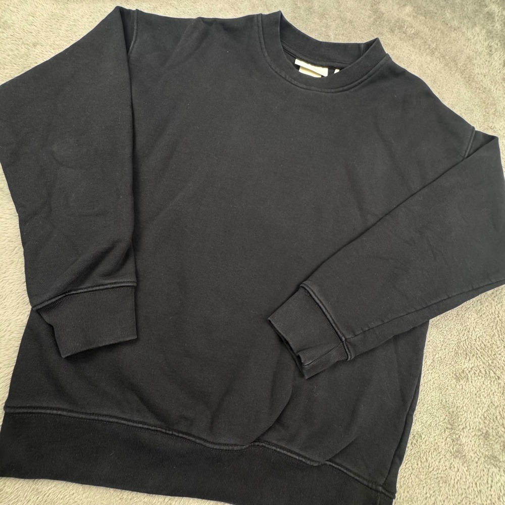 H&M Sweatshirt Mens Small Black Excellent Cotton Crewneck Pullover 3990